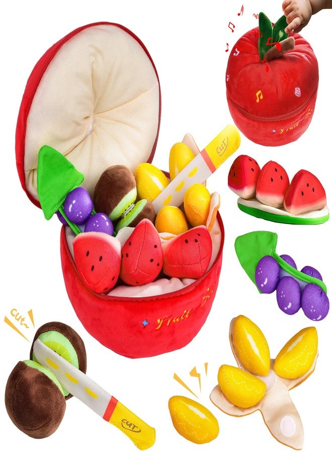 Fegalop Baby Toys for 6-36 Months,Montessori Toy with Musical Feature, Cutting Plush Fruits Play Food with Rattle,Squeaker,Beeps,Textures Crinkle Tissues,Christmas Baby Gifts for 1 Year Old Toddler Boy Girl - Image 1